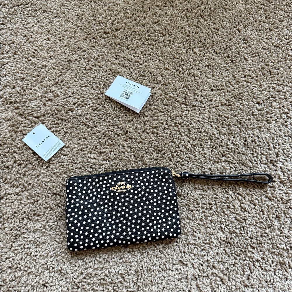 Coach Black and White Polka Dot Pouch